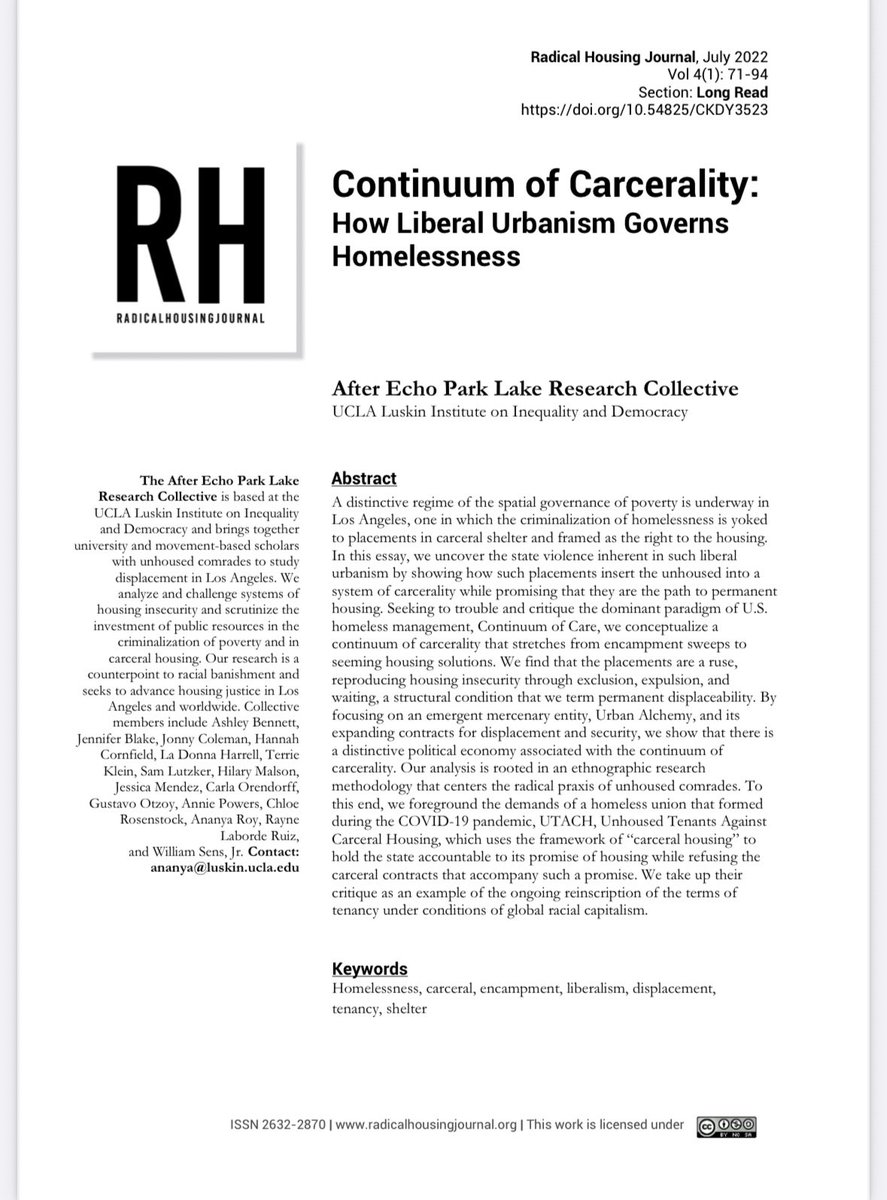ananyaUCLA's tweet image. As we all mourn Benito, I wanted to share a glimpse of his brilliant refusal of state power published in one of our @ChallengeIneq articles in @Radical_Housing : radicalhousingjournal.org/wp-content/upl…