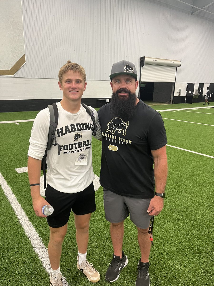 Jackson_Rex_A's tweet image. Thank you @Harding_FB for a great camp yesterday. Enjoyed seeing the campus and the unbelievable facilities. Thank you @CoachD_BisonsWR for the invite.
@CSmithScout
@PrepRedzoneTN
@PaulSimmonsHU
@wcsBHSge