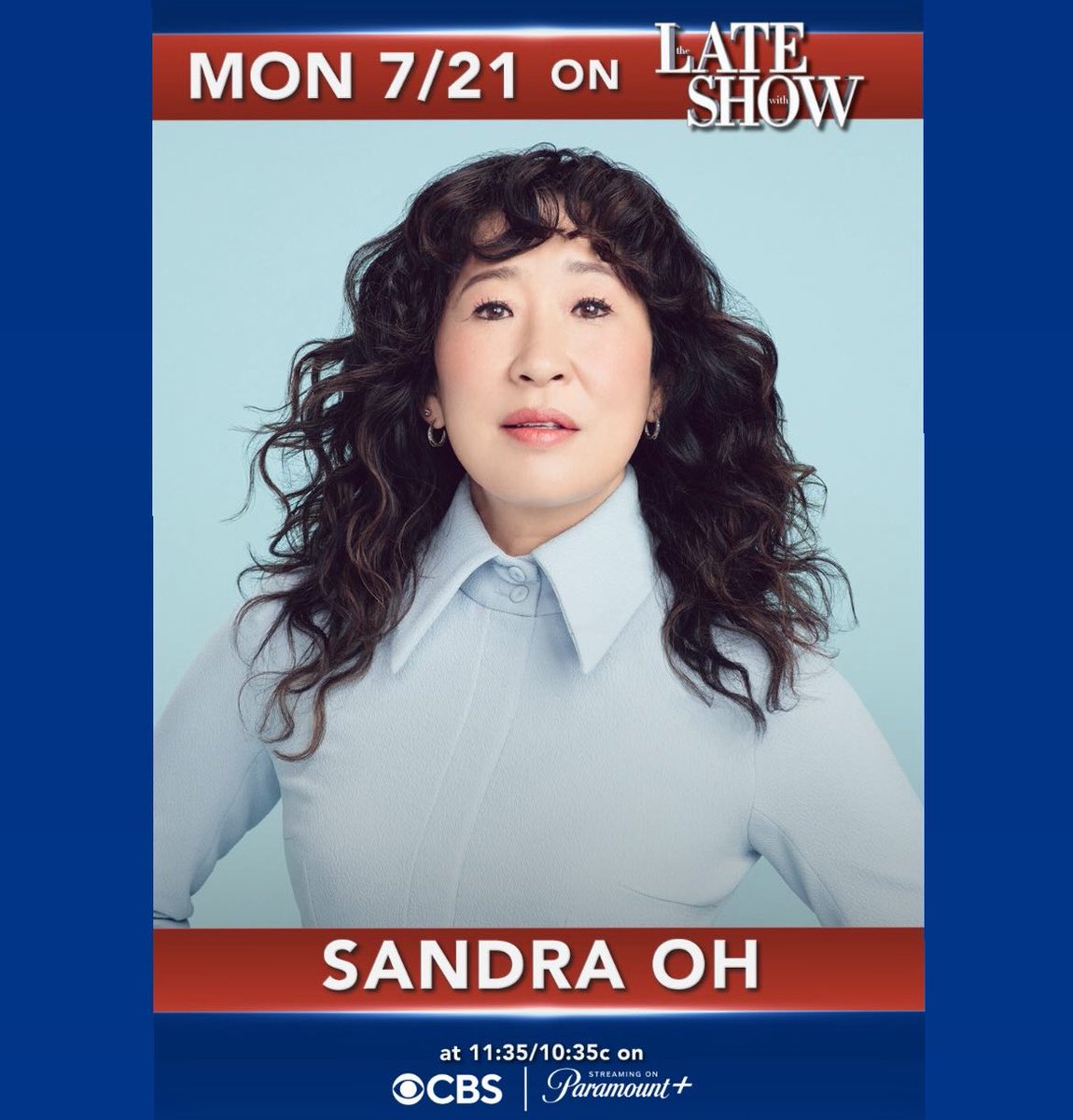 bestofsandra's tweet image. sandra oh will be on the late show with stephen colbert tomorrow!