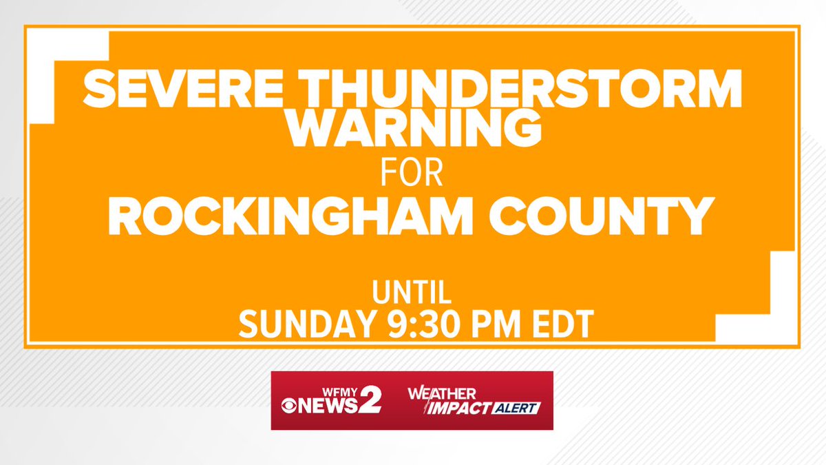 CMorganWX's tweet image. NEW: A Severe Thunderstorm Warning has been issued for Rockingham County. Seek shelter! Follow WFMYNews2.com/weather for live radar.