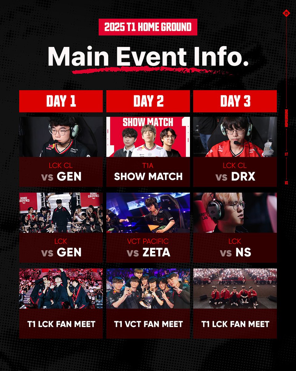 7월 25일, 26일, 27일 '2025 T1 HOME GROUND' 축하공연
📍 장소: Inspire Arena (인천 파라다이스시티)
🎫 티켓: T1 공식 채널 &amp; Spotify 예매 링크

#T1 #Faker #T1HomeGround #페이커 #트랜스픽션 #트랜스픽션공연 #T1응원가 #인스파이어아레나 #e스포츠공연 #LCK #LoL #리그오브레전드
