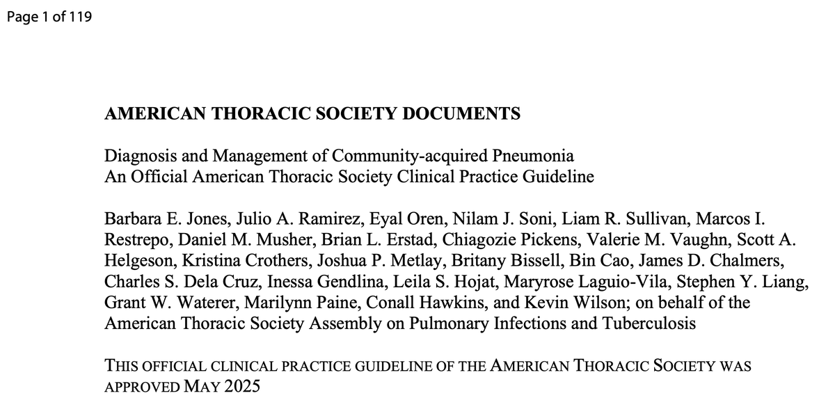 The American Thoracic Society (ATS) updated its recommendations on some aspects of the diagnosis and management of community-acquired pneumonia (CAP)