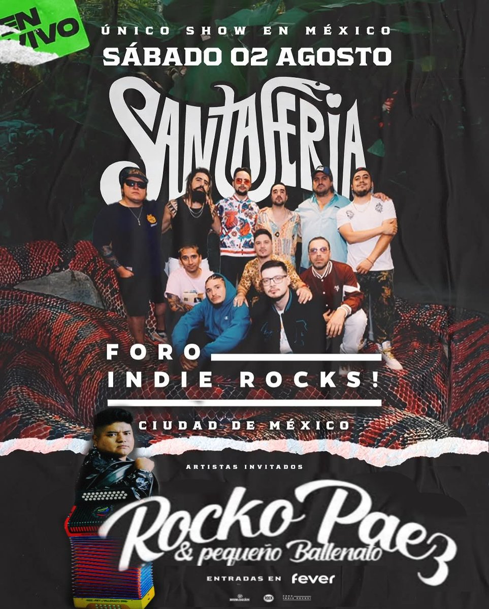 RockoPaez's tweet photo. Raza nos vemos este 2 de Agosto en @ForoIndierocks junto a mi carnales de @Santaferia 🇨🇱 y @sonidoflaminhot 🇲🇽
Una noche llena de Cumbia no te lo puedes perder los boletos ya están a la venta 👊😎🪗🇨🇱🇲🇽🔥🔥🔥 https://t.co/x3Az8fZQaH