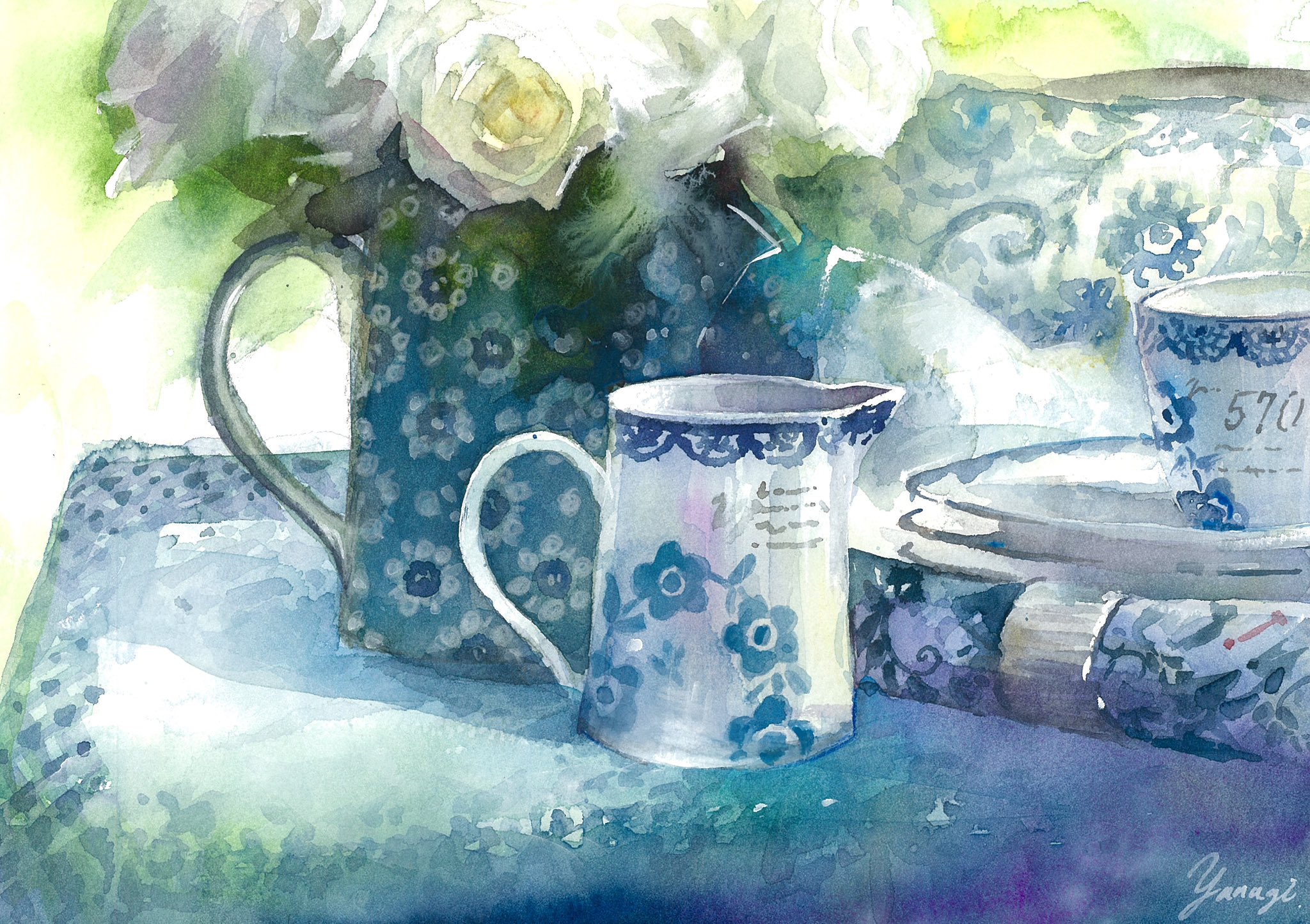 水彩画「昼餉の煙り」 水彩画「昼餉の煙り」