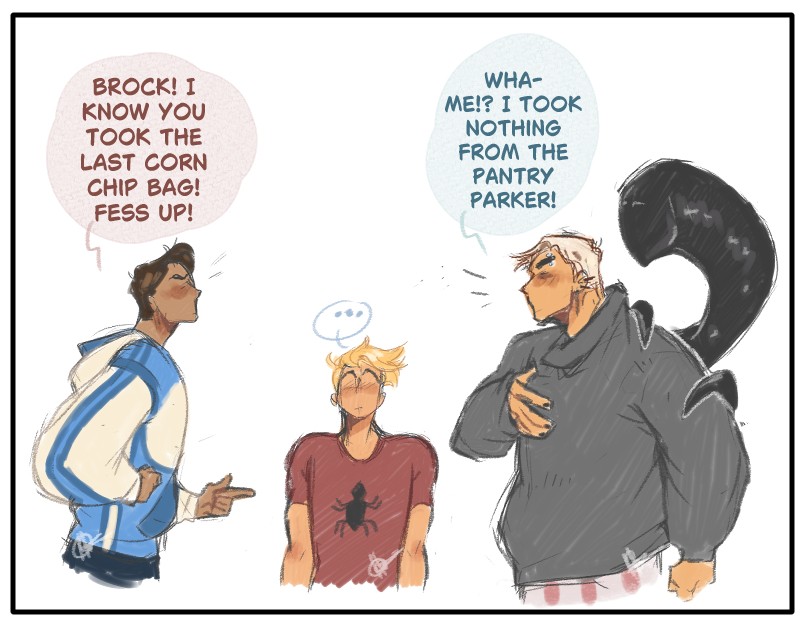halhalhalu22's tweet image. A joke I drew with the gang, cause I was inspired 😄 

AU by @Bagandzi 😊
Ref video: youtube.com/shorts/0hLp6Ry…

#venom #symbrock #spideytorch #SpiderMan #humantorch #FantasticFour  #MarvelStudios