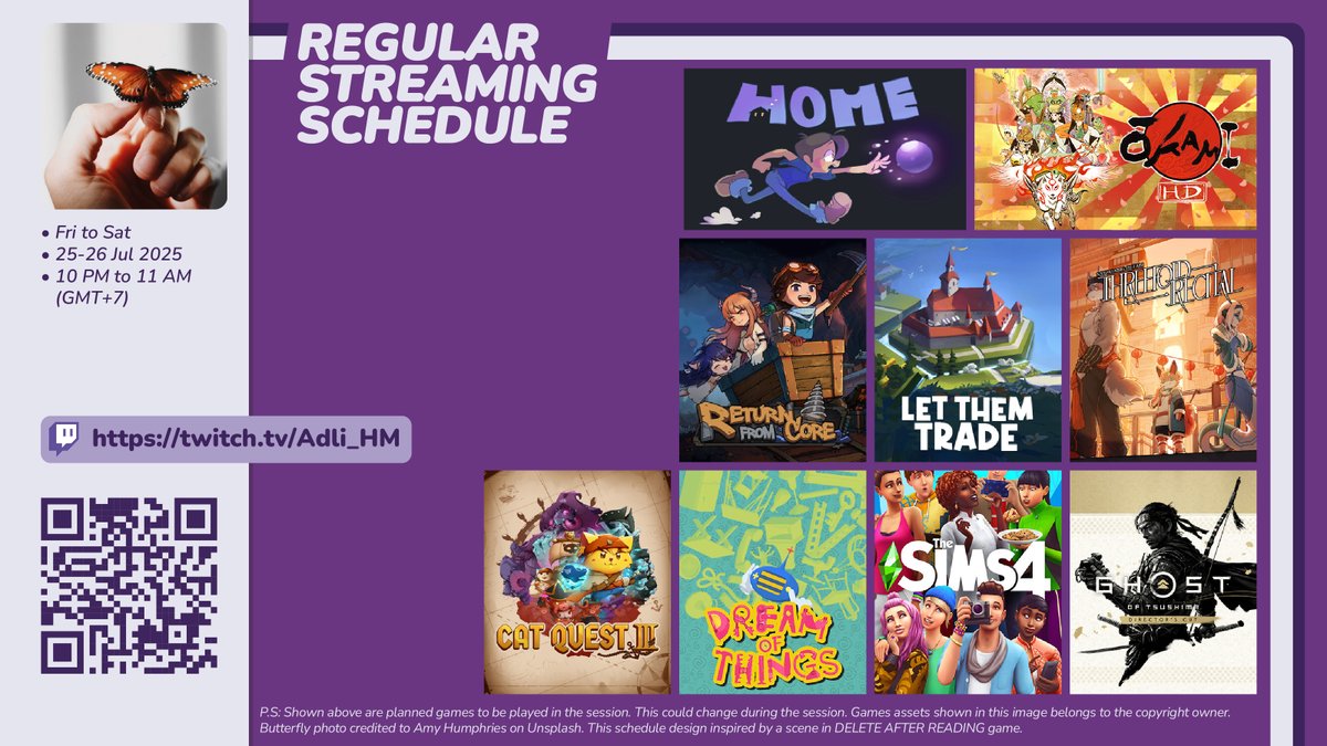 Adli_HM's tweet image. Hello!

Around 10 PM (GMT+7), at twitch.tv/Adli_HM, I&apos;m gonna stream:

The Sims 4, Cat Quest III (@TheGentlebros, @Kepler_Interact), OKAMI HD, Dream of Things 物之梦 (@indienovacn), Return from Core (@2Pcom), ...

*can change
-Tweet 1/2