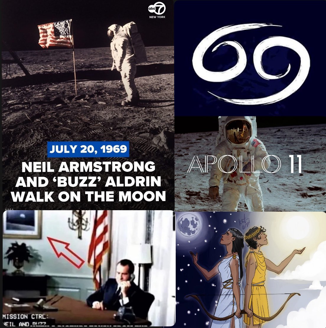 One of the most significant  rituals in this matrix  took place on the 201st day of the year and the moon landing was ripe with ritual symbolism. The moon is ruled by cancer ♋️. The landing took place in the season of Cancer in ‘69. Apollo “11” evokes twin pillars. Apollo was the