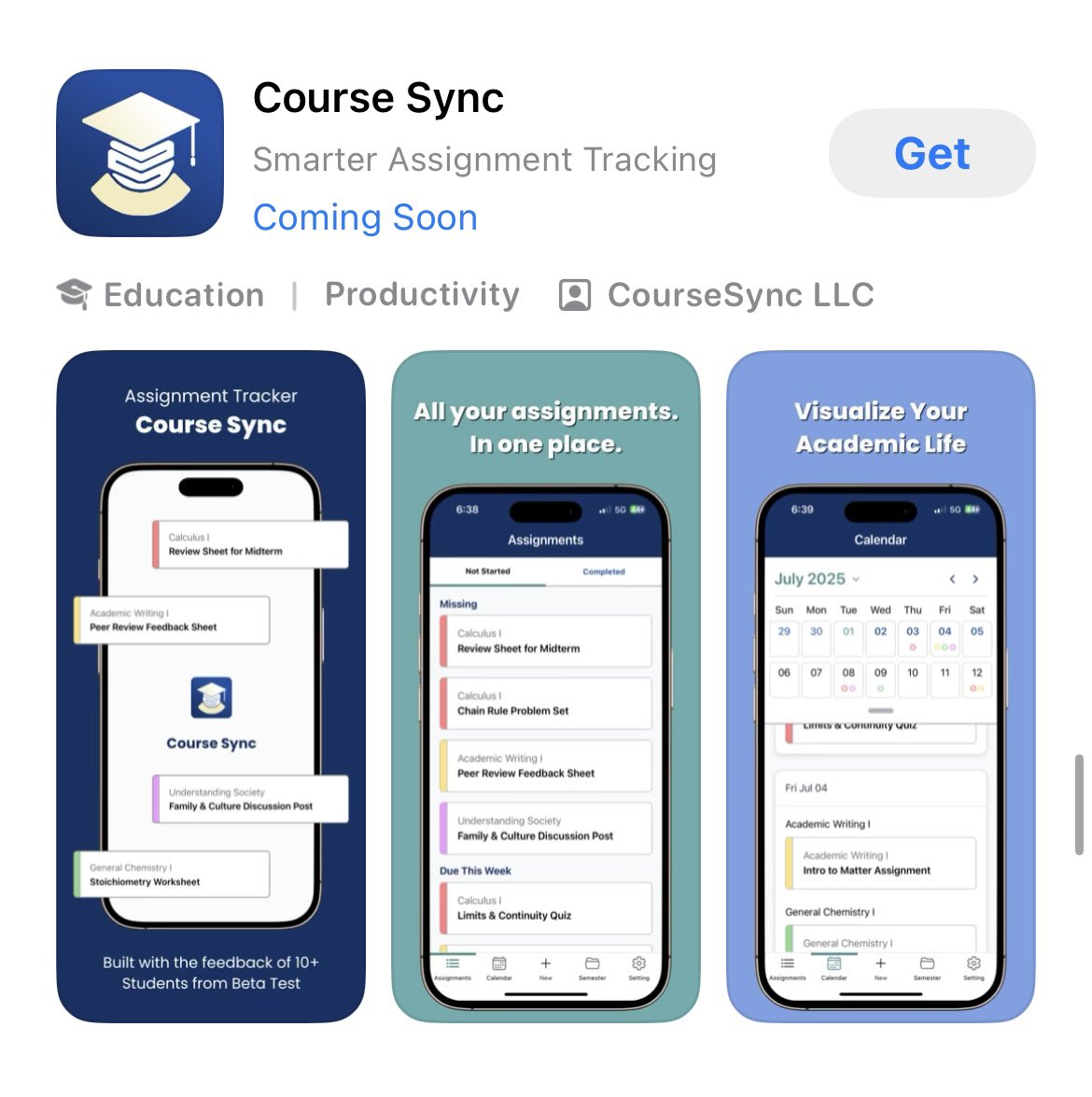 CourseSyncApp's tweet image. Get all your assignments in one place with Course Sync!