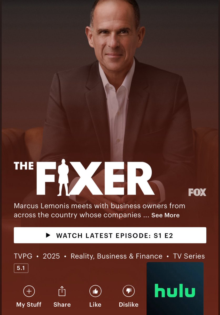 marcuslemonis's tweet image. What would you do with $10,000
Use
#TheFixerOnHulu
I’ll pick one