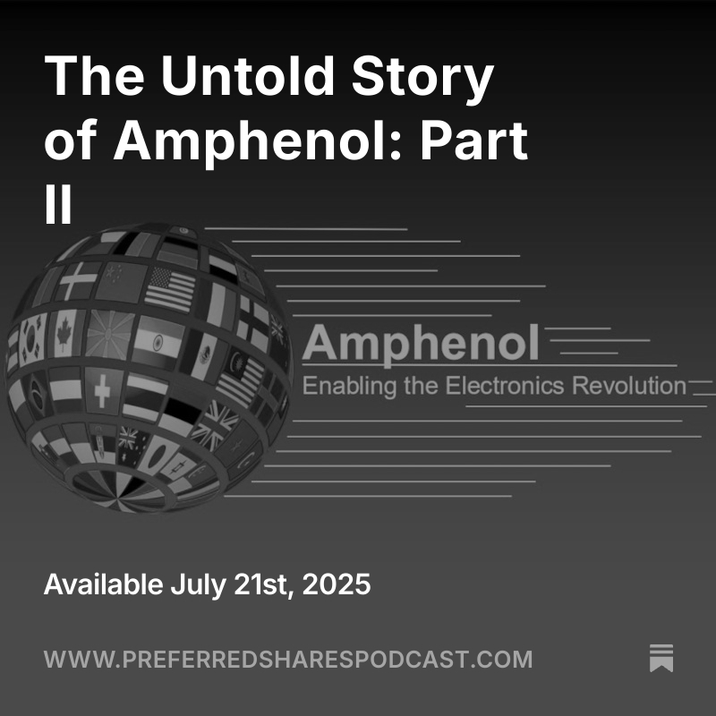 Pfdshares's tweet image. Coming out tomorrow is Part II of our series on Amphenol $APH
We interview Will Kerwin, senior equity analyst at Morningstar, about the company.