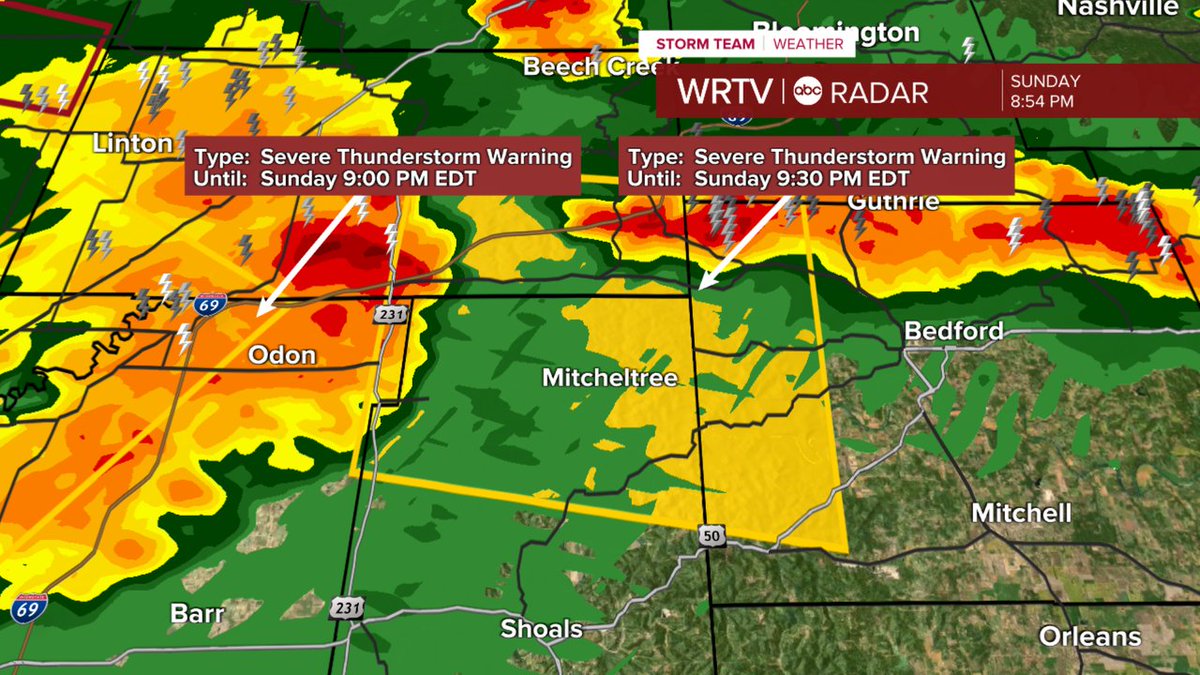 A Severe T'storm WARNING has been issued for Lawrence, Martin, Daviess, Greene, Monroe until Jul 20 9:30PM