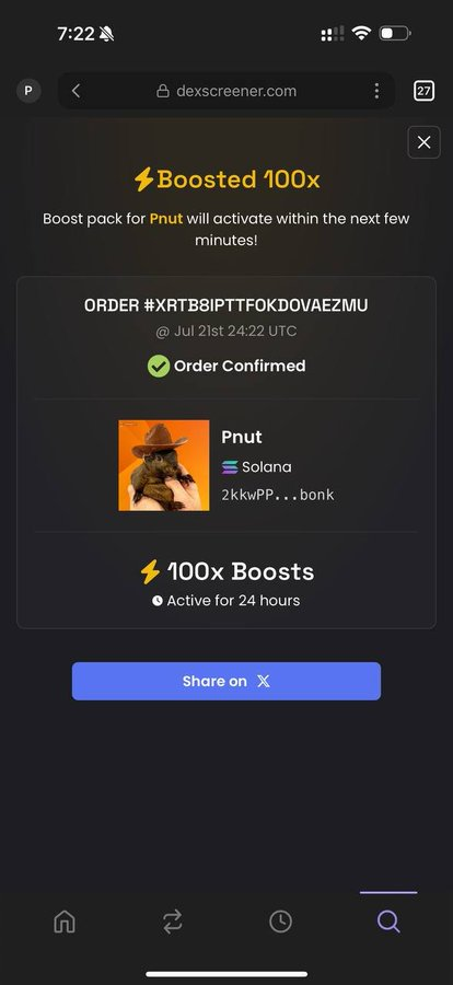 PnutSquirrelCTO's tweet photo. I PAID FOR 100 BOOSTS $PNUT DEXSREENER!

🔗JOIN THE CHANNEL: https://t.co/AdAlRzeGdy
📜CA: 2kkwPP6Y5v4aSteLo2R6uqmx3aQ6Veb1xDcRXHsNbonk https://t.co/wFWzzuOywY