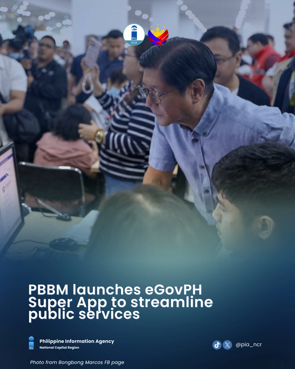 PIA_NCR's tweet image. The #eGovPHSuperApp consolidates 70 government services into a single mobile platform, allowing citizens to access everything from driver’s license renewals to tax payments from their smartphones.

READ MORE: pia.gov.ph/pbbm-launches-…