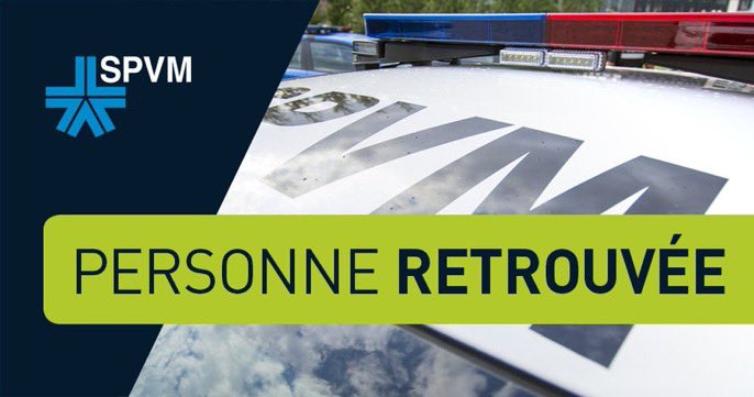 SPVM's tweet image. #Retrouvee
Jean-Pierre Roussy, 69 ans, a été localisé sain et sauf grâce par une citoyenne.Merci pour votre aide. #SPVM ^RM