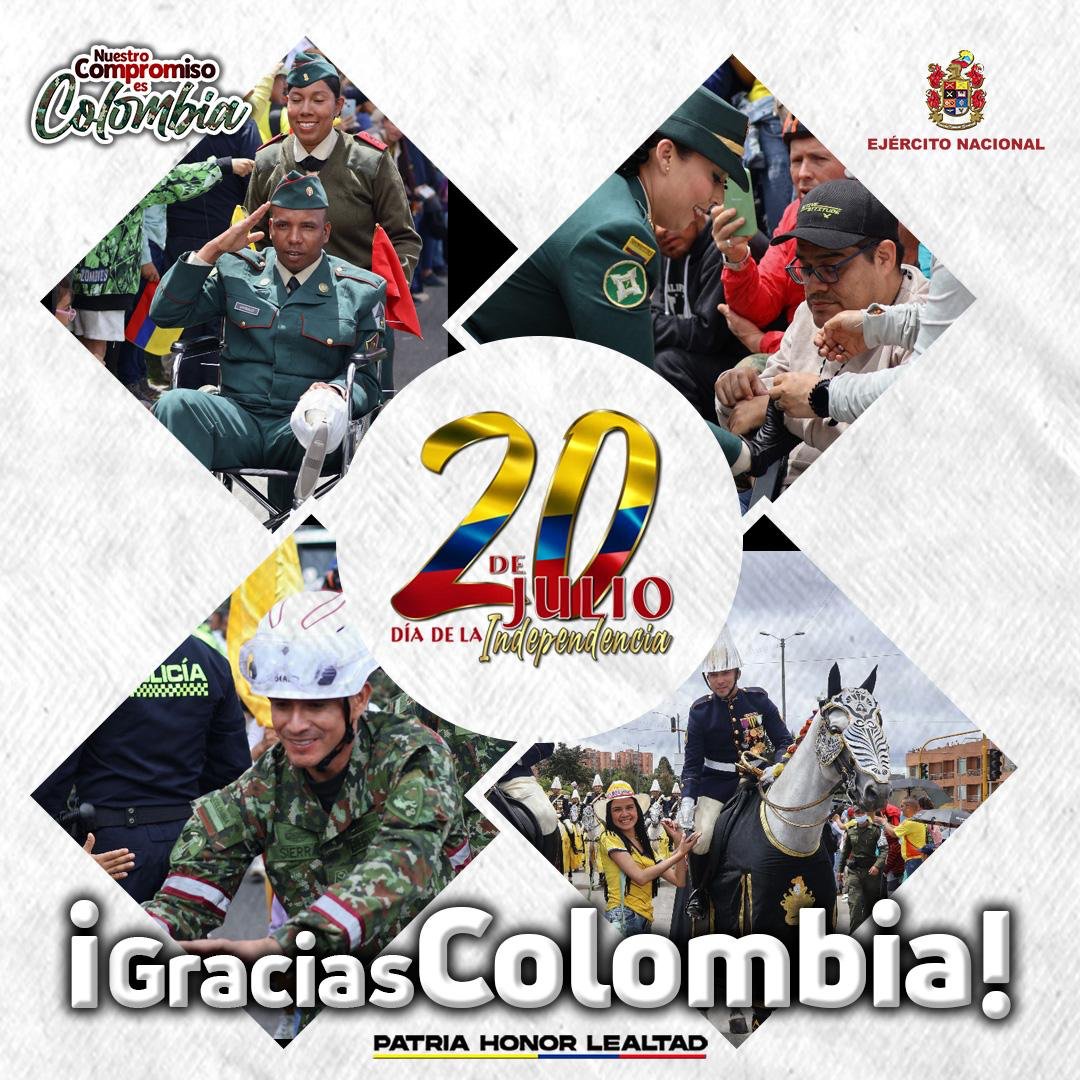 COL_EJERCITO's tweet photo. ¡Gracias, #Colombia! 🇨🇴

Su presencia masiva en cada rincón del país nos llena de orgullo y nos recuerda por qué vestimos el uniforme con honor.

Marchamos por ustedes, por nuestra historia y por el futuro que juntos seguimos construyendo.

El Ejército Nacional les agradece por creer, por acompañar y por mantener viva la llama de la libertad.

#EnModoPatrio
#NuestroCompromisoEs🇨🇴