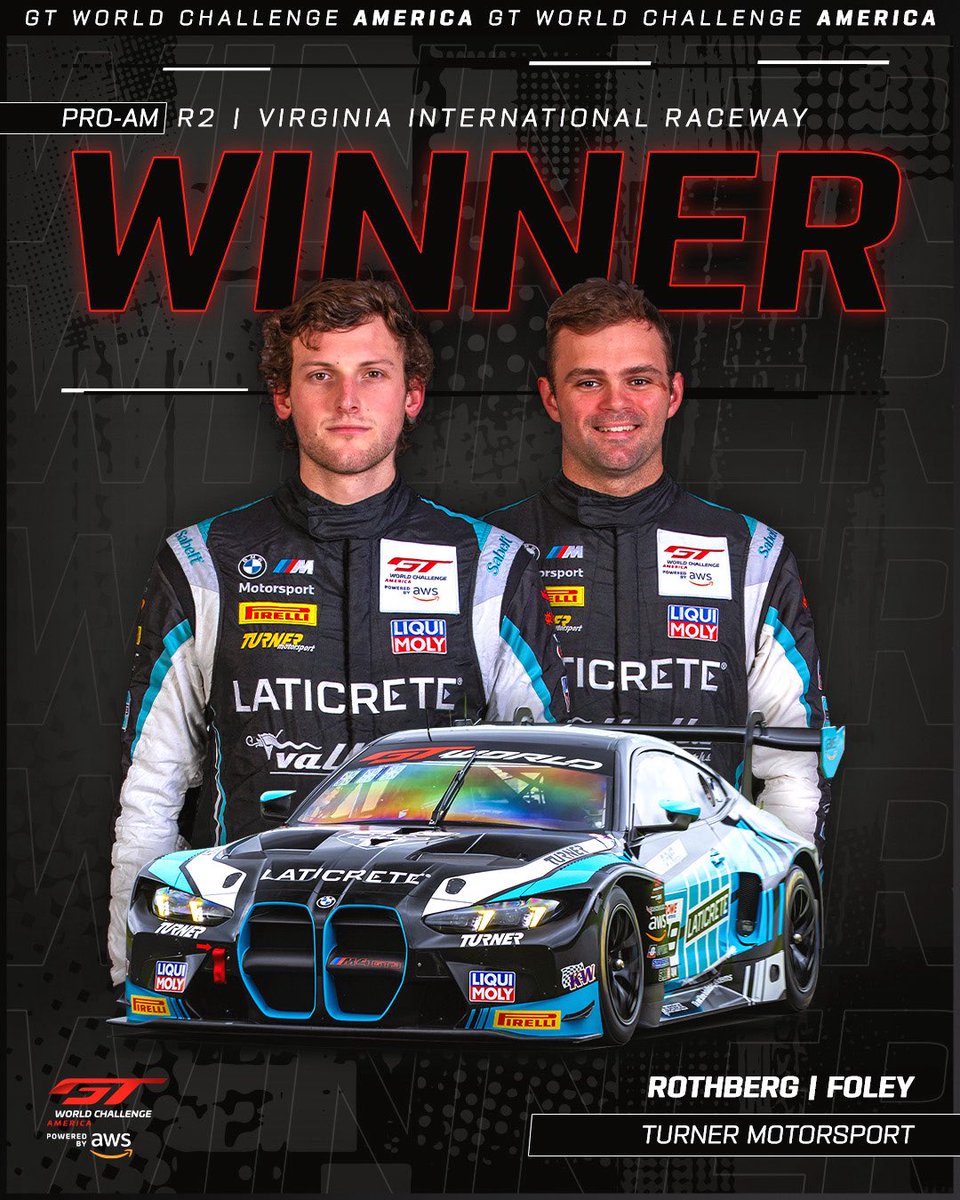 gtworldcham's tweet image. A very happy birthday indeed for @FoleyRacingRFR 🤝
Congratulations to him and Justin Rothberg on another win!
#GTVIR #GTWorld #GTworldAmerica