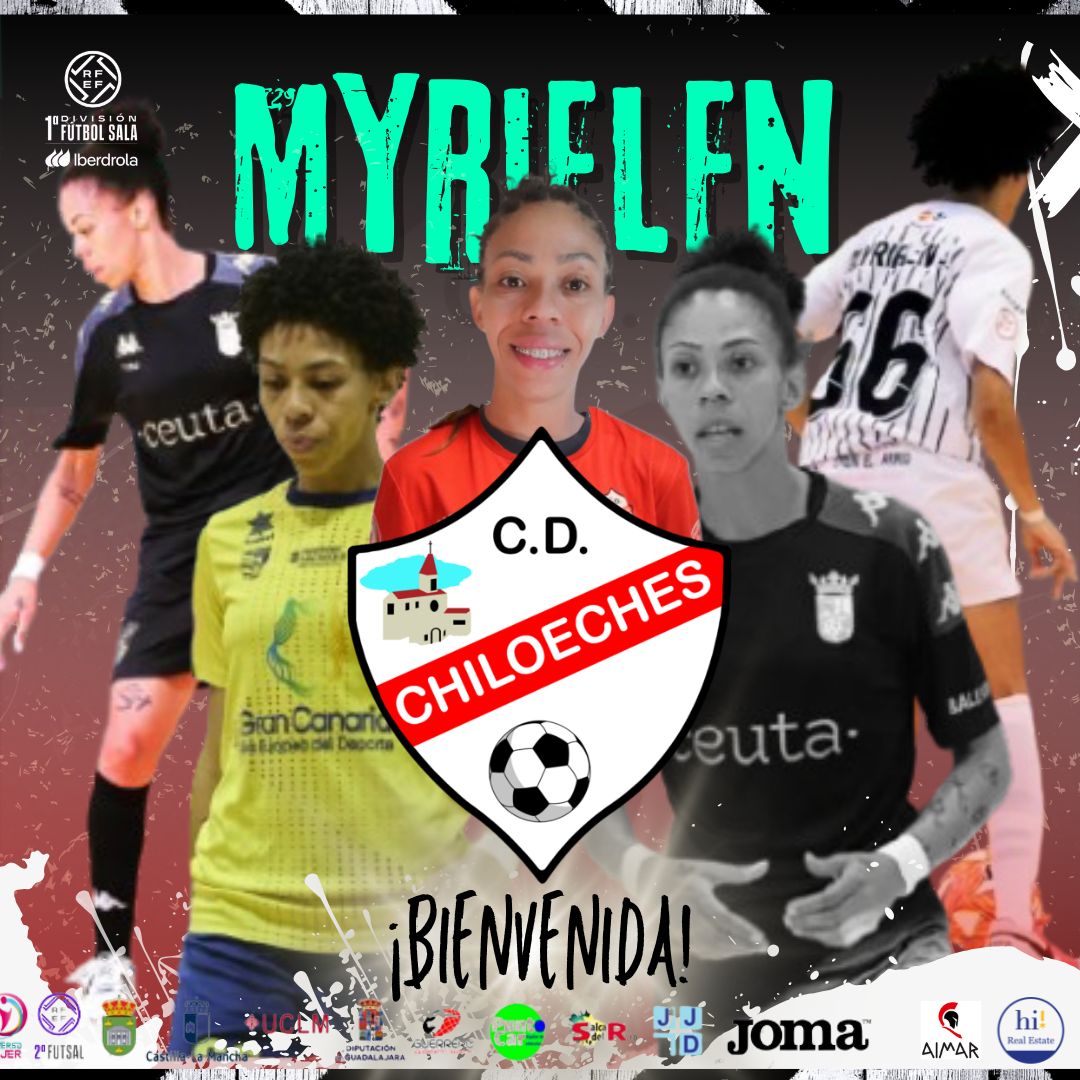 ‼️ FICHAJE ‼️ 

MYRIELEN 

La brasileña de 32 años recala en el C.D.Chiloeches procedente del Teldeportivo de 1a. También ha jugado en Ceuta y Móstoles

Destaca por su fuerte disparo, visión de juego, técnica y gran pasadora 

BIENVENIDA MYRIELEN 🇧🇷🤗

🔴⚪️ SOMOS DE PRIMERA 🔴⚪️