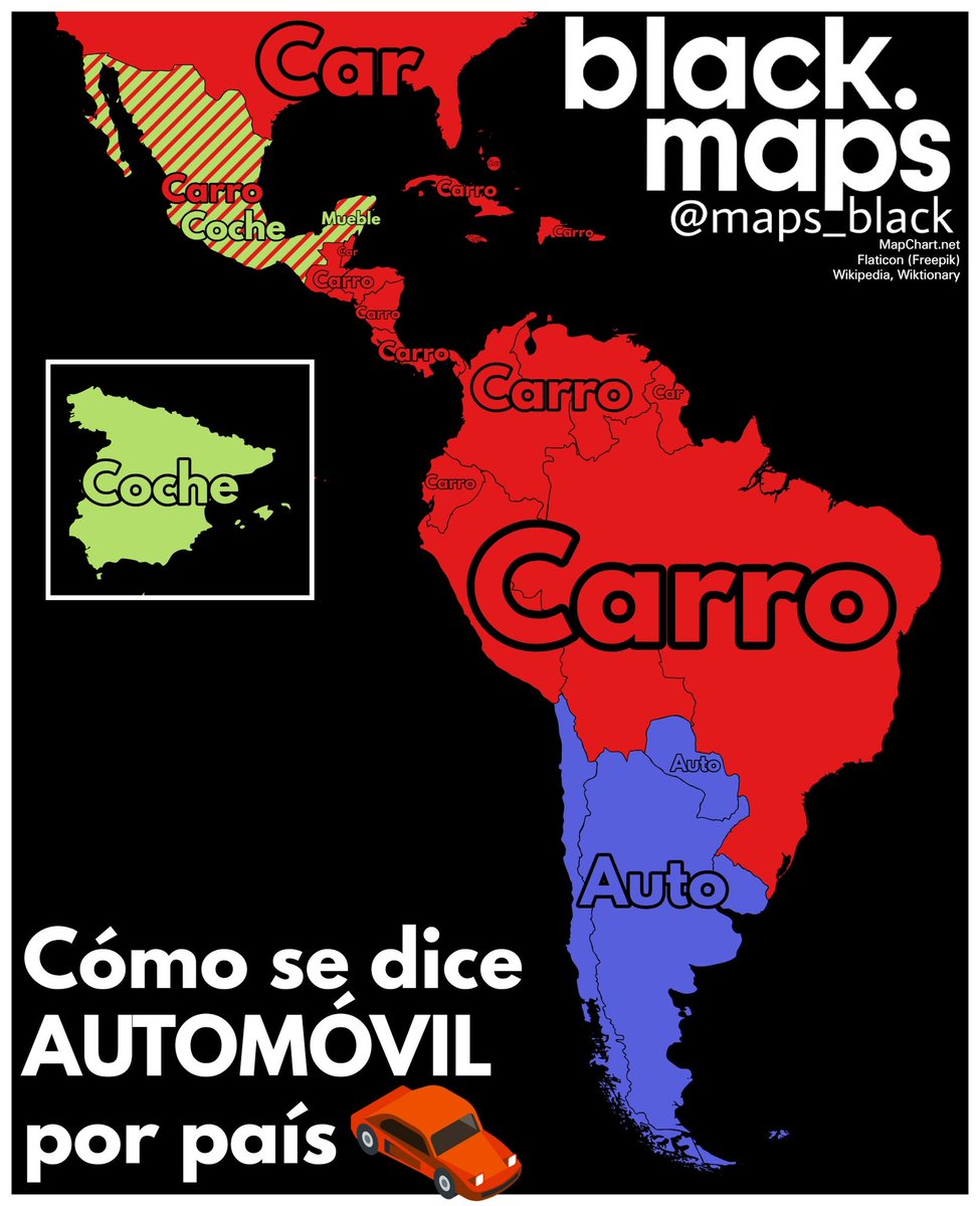 Cómo se dice automóvil por país 🚘