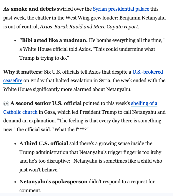 Ike_Saul's tweet image. I'm not really sure what to make of this. It feels like we read "X administration is getting tired of Netanyahu!" during every administration for the last two decades. But the reporting definitely sticks out:
