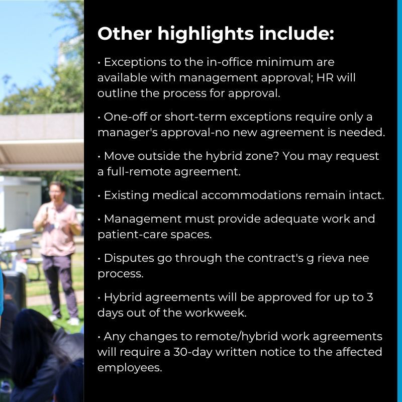 UPTECWA's tweet image. After months of negotiations with UC San Diego Health, UPTE members have won major concessions on a new remote work policy the employer is implementing ✊ #unionpower