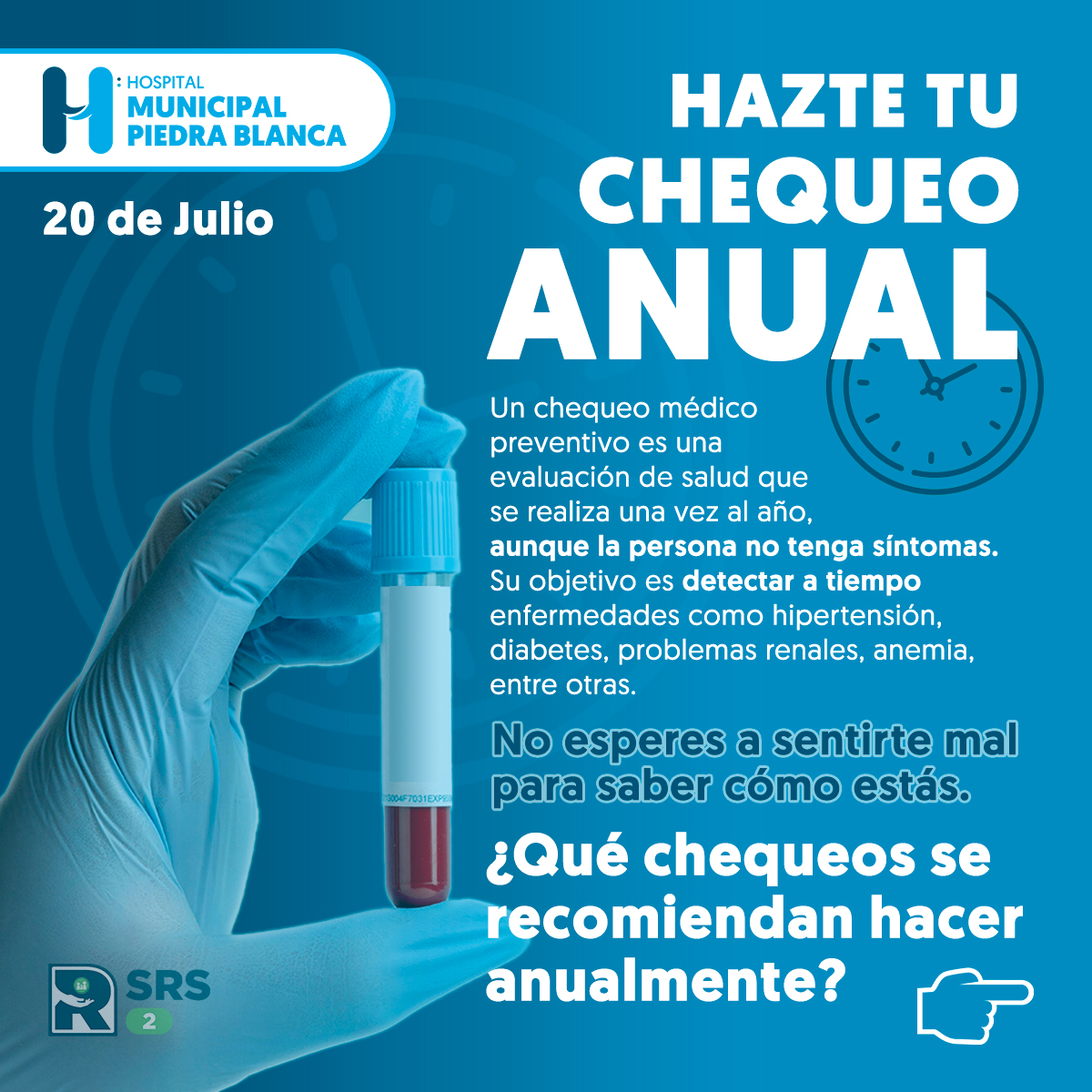 hmpbRD's tweet photo. 💡 ¿Te has hecho tu chequeo anual?
Aunque te sientas bien, es importante revisarte al menos una vez al año.
Una simple visita médica puede ayudarte a detectar a tiempo condiciones como diabetes, hipertensión o colesterol alto.
#PrevenciónEsSalud
#ChequeoAnual https://t.co/Sv74U34JQT