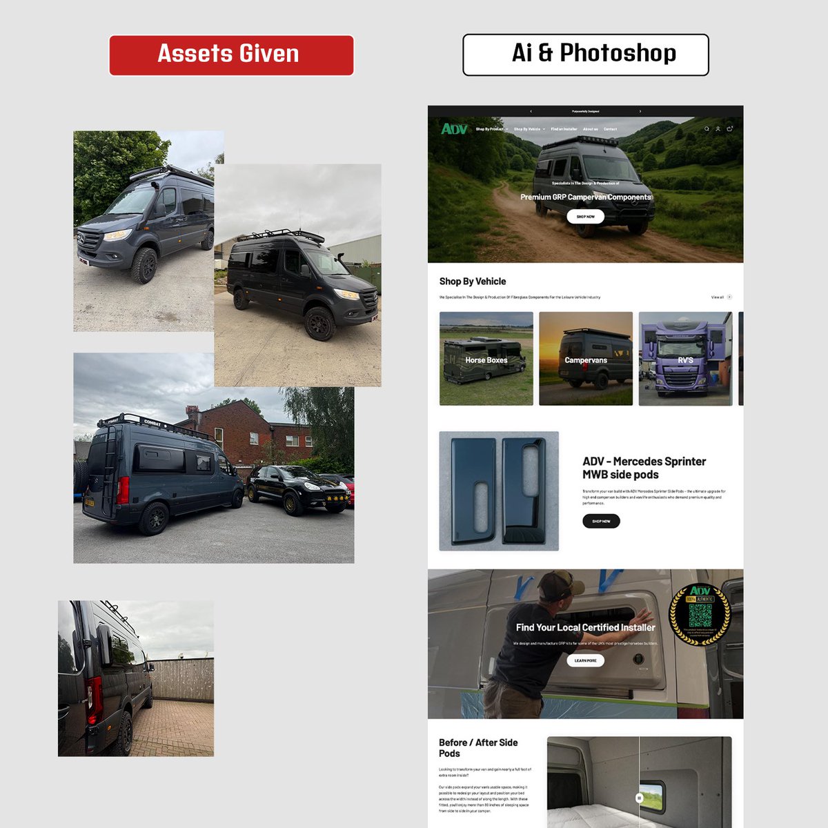 usebuildify's tweet image. This is wild…

Client came to us with Just a few basic images - as you can see on the left.

In 72 hours, we built a full branded shopify site from scratch using Ai.

✅ Product images
✅ Banners
✅ Landing page
✅ Ad creatives

All using AI + Photoshop.

Need a quote? 👇🏼