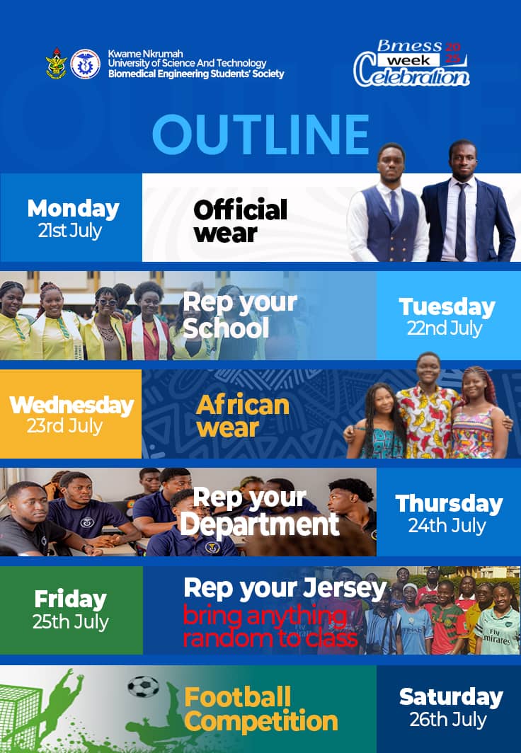 compengKNUST's tweet image. ๐๐๐๐๐๐ ๐๐๐๐ค ๐๐๐๐ ๐ข๐ฌ ๐ฅ๐ข๐ฏ๐!
This week, @bmessknust are taking over campus with energy, style, and team spirit.
The big question is, ๐๐ซ๐ ๐ฒ๐จ๐ฎ ๐ซ๐๐๐๐ฒ ๐๐จ๐ซ ๐ญ๐ก๐ ๐๐ข๐ง๐๐ฅ ๐ฌ๐ก๐จ๐ฐ๐๐จ๐ฐ๐ง ๐จ๐ง ๐ญ๐ก๐ ๐๐ข๐๐ฅ๐ ๐ญ๐ก๐ข๐ฌ ๐ฐ๐๐๐ค๐๐ง๐?