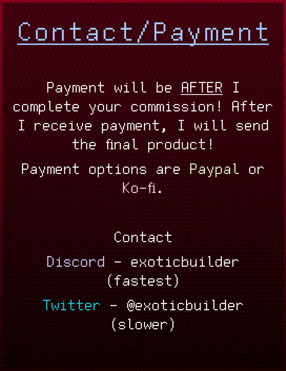 exoticbuilder's tweet image. Hullu, big announcement! Render slots available!!
I am making Mine-imator renders, more info about my render slots through my Carrd page, link in bio.
#Minecraft #rendering #mineimator
