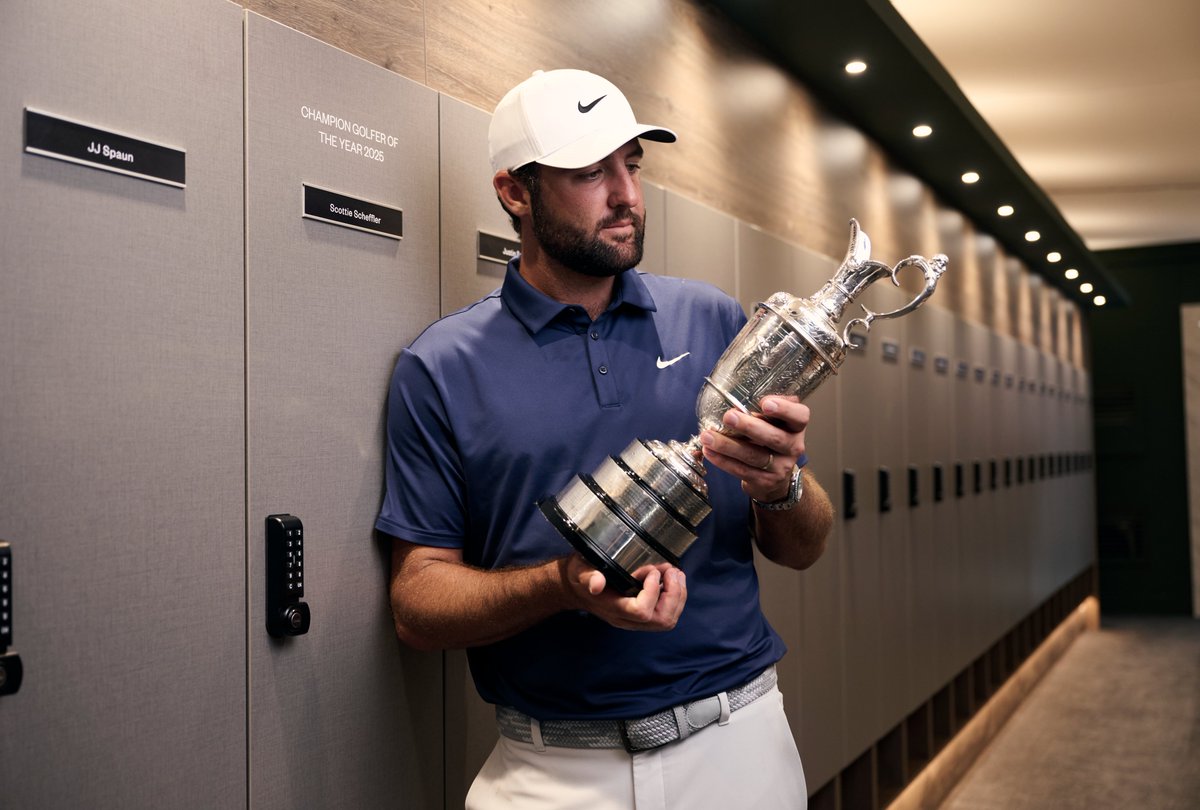 TheOpen's tweet image. Behind the door. After the glory.
Scottie Scheffler, moments after making history.