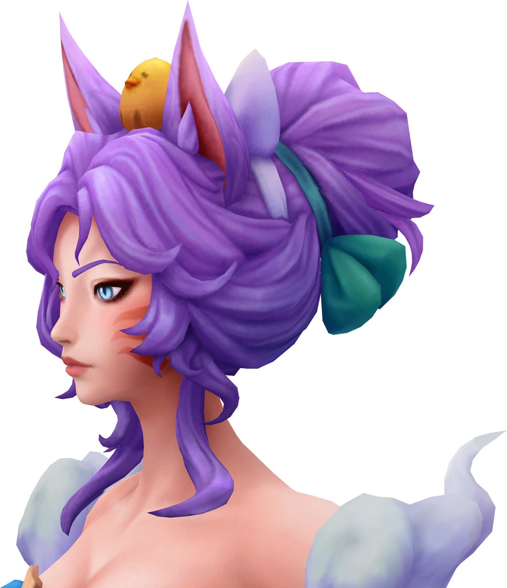 luxnoira's tweet image. i actually really love how they finally gave ahri a completely new hairstyle for spirit blossom springs .. like its so pretty