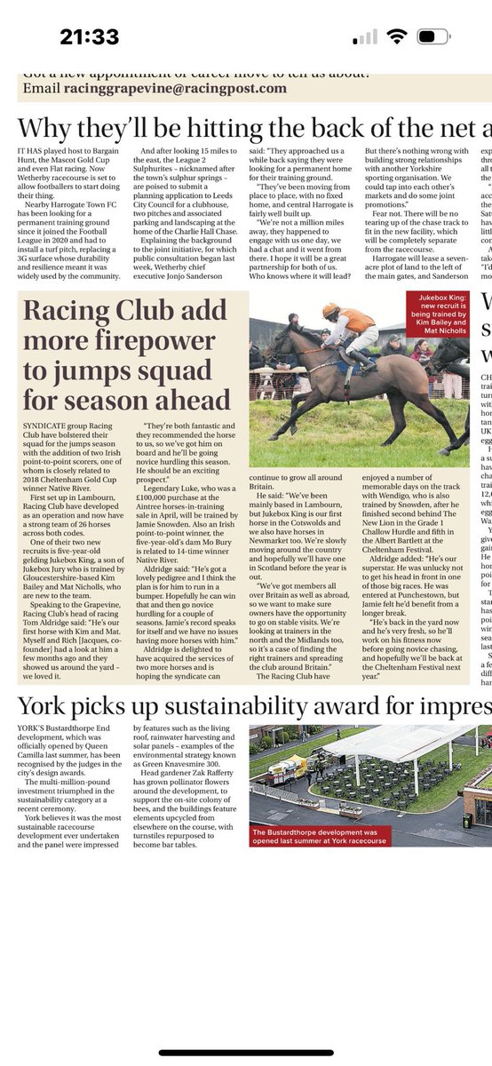 Tom Aldridge (@tomaldo10) on Twitter photo Had a great chat with <a href="/RacingPost/">Racing Post</a> about what we’re building at <a href="/Racingclubvip/">Racing Club</a> – and there’s more to come 👀
Proud to be part of a team shaking things up in the racing world 🏇💪
Huge thanks to <a href="/LiamHeaddRP/">Liam Headd</a> for the feature 🙌 Had a great chat with <a href="/RacingPost/">Racing Post</a> about what we’re building at <a href="/Racingclubvip/">Racing Club</a> – and there’s more to come 👀
Proud to be part of a team shaking things up in the racing world 🏇💪
Huge thanks to <a href="/LiamHeaddRP/">Liam Headd</a> for the feature 🙌