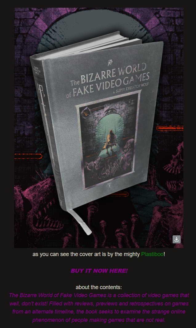 "Alternate History Nostalgia" is on the move. Now you can buy a book of manufactured cultural products for games that do not exist.