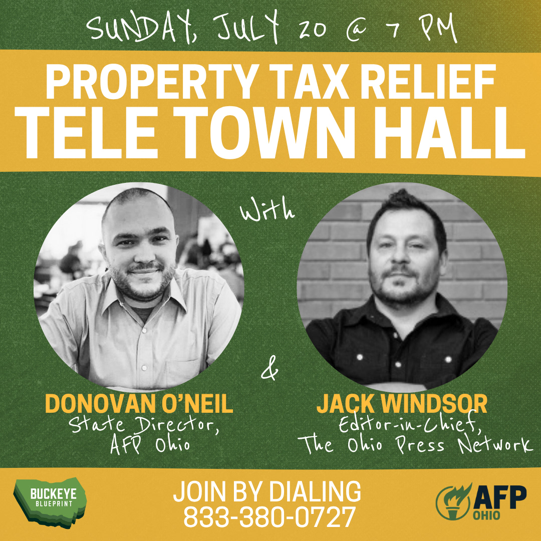 AFPOhio (@afpohio) on Twitter photo 2 hours til our property tax relief tele town hall with <a href="/jackwindsor/">jackwindsor</a>!
Tune in at 7 to hear why the legislature needs to override <a href="/GovMikeDeWine/">Governor Mike DeWine</a>’s property tax reform vetoes TOMORROW. 2 hours til our property tax relief tele town hall with <a href="/jackwindsor/">jackwindsor</a>!
Tune in at 7 to hear why the legislature needs to override <a href="/GovMikeDeWine/">Governor Mike DeWine</a>’s property tax reform vetoes TOMORROW.