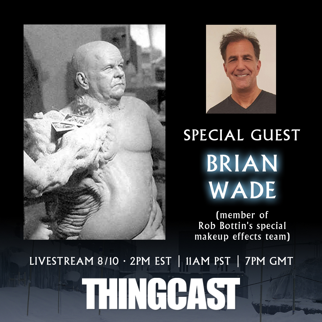 thingexpanded's tweet image. Mark your calendars for AUGUST 10, people!!! The special guest on our next THINGCAST livestream will be none other than Bottin crew member, Brian Wade!
John Carpenter's The Thing was just the start of Brian's remarkable and award-winning career as a special makeup effects…