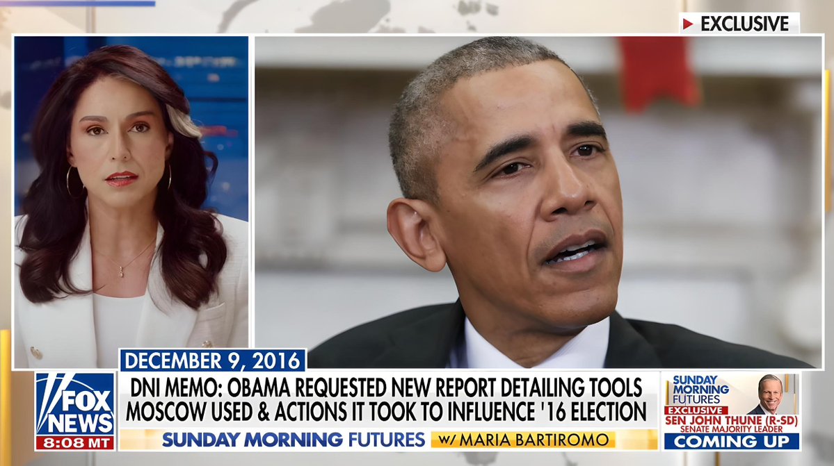 MariaBartiromo's tweet image. Tulsi Gabbard sounds alarm on Obama-era cabal's 'treasonous conspiracy' against Trump ow.ly/U49Q50WsmlN @SundayFutures @FoxNews