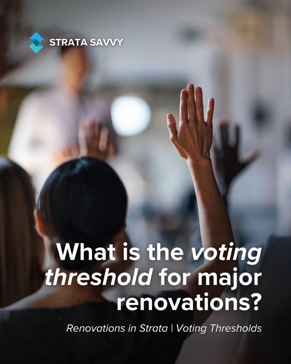 StrataChoice's tweet photo. If you are planning a major renovation in your apartment, your proposed works will need to be voted on at a general meeting — but not just any vote. It requires a 'special resolution', which means at least 75% of votes cast must be in favour of the works for them to proceed ✅ https://t.co/V2YbLGaJzd