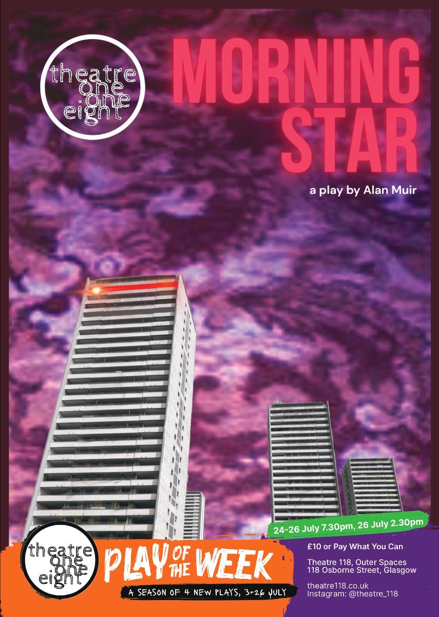 AlanMuir74's tweet image. Morning Star is on at Theatre 118 this Thurs-Sat, 7.30pm with a 2.30pm Sat matinee. This isn't the Twilight Zone - it's The Gloaming Zone. A play about faith, guilt and good vs evil. Presented by the fab Theatre 118 - making stuff happen from nowt.
ticketsource.co.uk/whats-on/glasg…