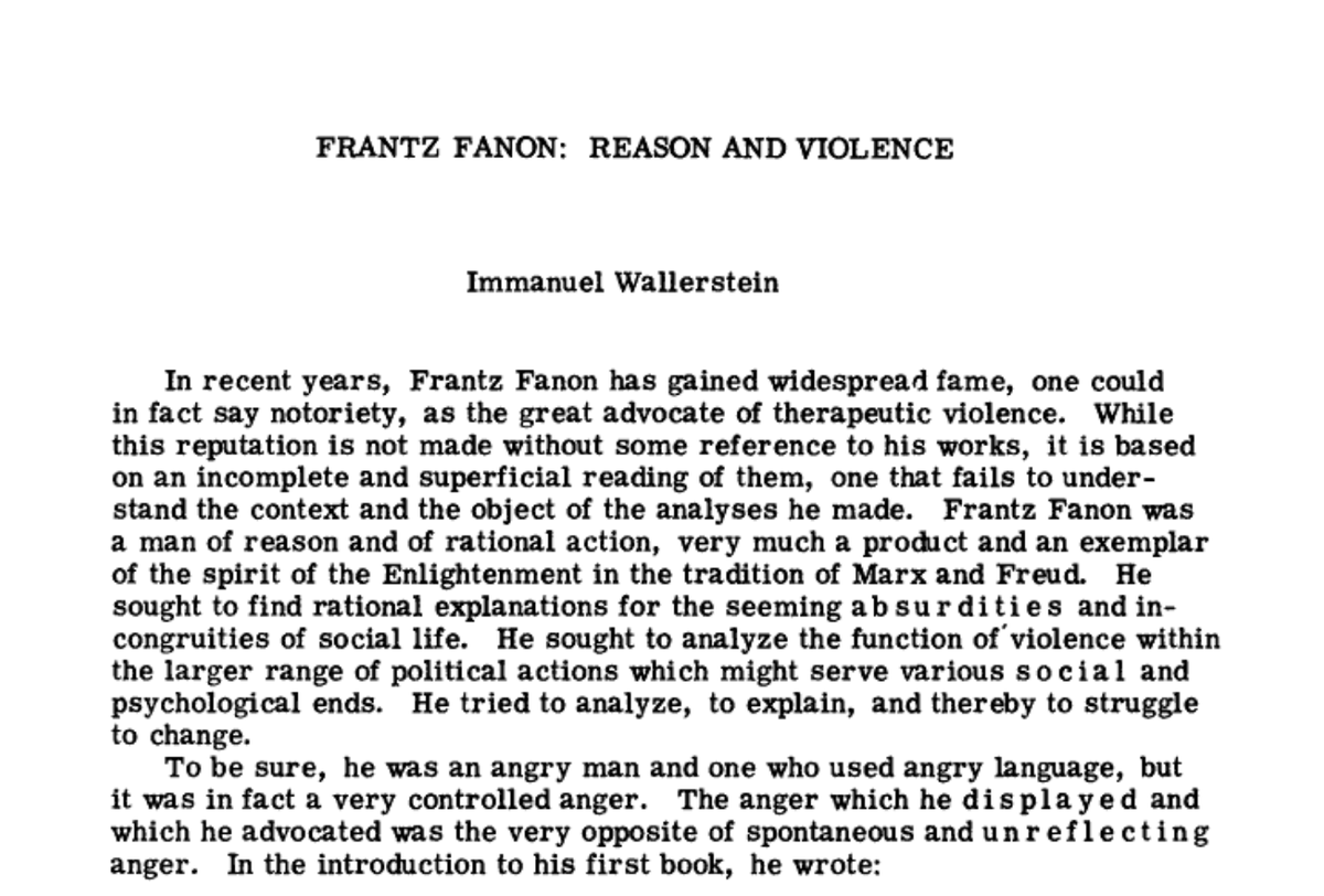 happy bday Fanon. lot of good intro threads and reminders to read the man himself today, let me just add these three essays from Wallerstein, a friend+comrade and someone who really got what he was about:
cominsitu.wordpress.com/wp-content/upl…
jstor.org/stable/41035178
newleftreview.org/issues/ii57/ar…