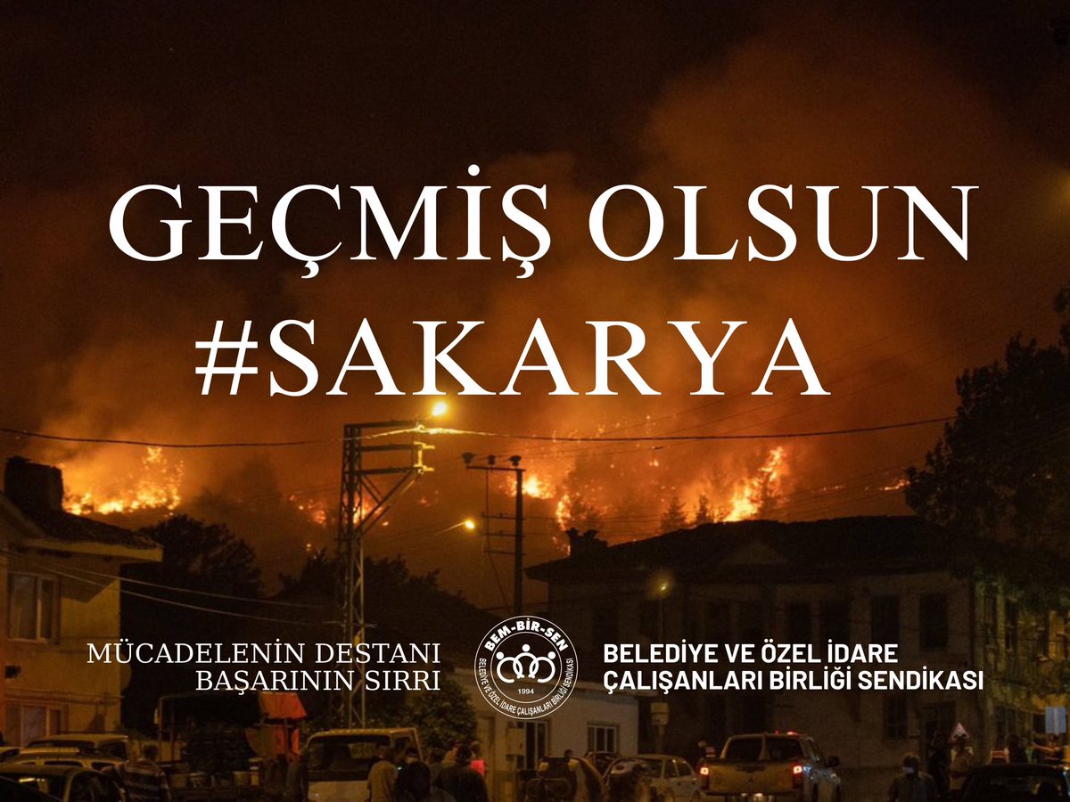 Geçmiş Olsun 

#Sakarya ilimizin #Geyve ilçesinde meydana gelen yangından etkilenen vatandaşlarımıza geçmiş olsun dileklerimizi iletiyor;  

Yangınla mücadele eden itfaiyecilerimiz ve orman işletmeleri çalışanlarımız başta olmak üzere acil müdahale ekiplerine, kamu görevlilerine,