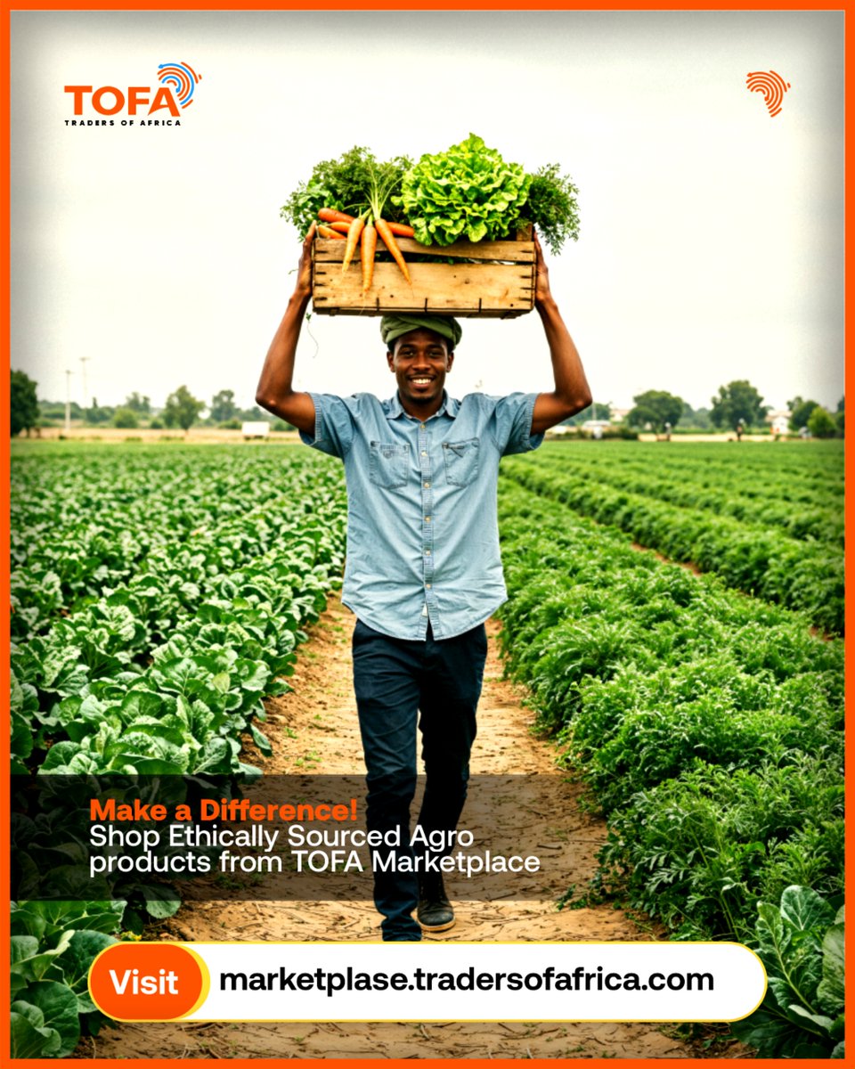 tofadotcom's tweet image. Shop ethically sourced products from TOFA Marketplace &amp;amp; support farmers, sustainability &amp;amp; Africa’s agro future.
Trade with purpose. Make a Difference with Every Agro Purchase!🌾
🔗 marketplase.tradersofafrica.com

#AgroCommodities #TOFAMarketplace #TradeAfrica #ShopEthical