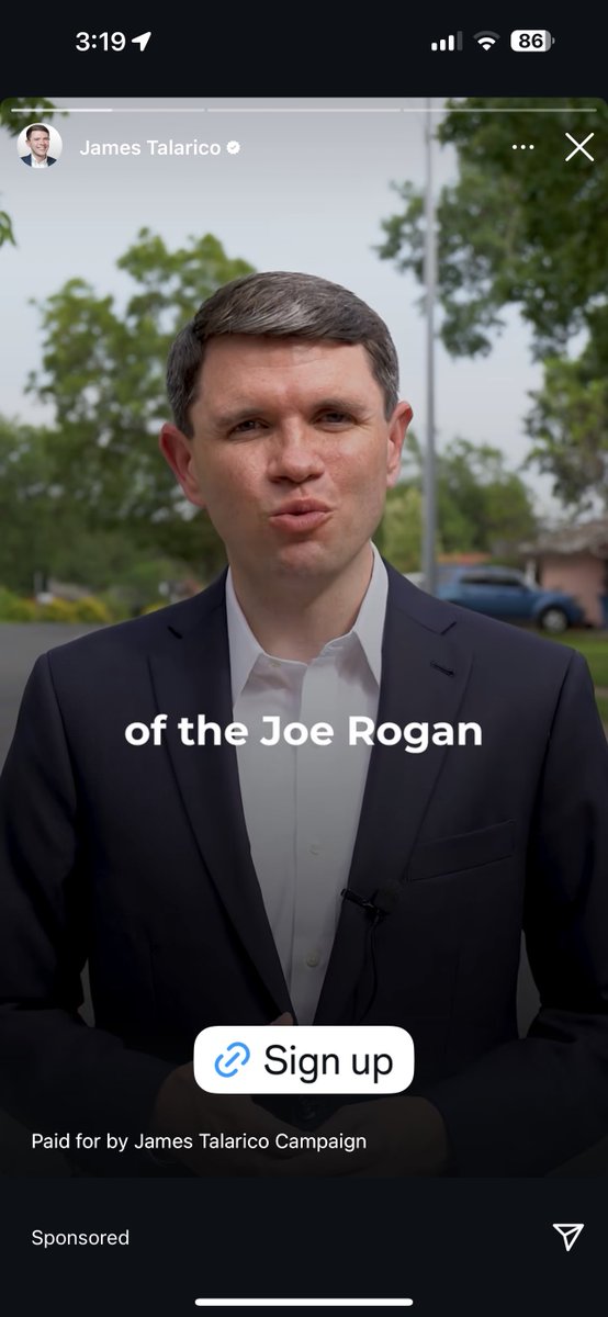 CurrentRevolt's tweet image. James Talarico is running ads on Instagram mentioning his appearance on the Joe Rogan podcast.