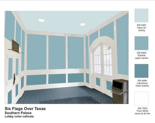 AmusementSource's tweet image. Six Flags Over Texas continues Southern Palace Theatre renovations! Lobby renderings show off a new, fresh look! Additional interior work is scheduled for the near future. 

📸 Jeffrey S

#SFOTSource #SixFlagsOverTexas #AmusementSource #SixFlags #DFW #ThemePark