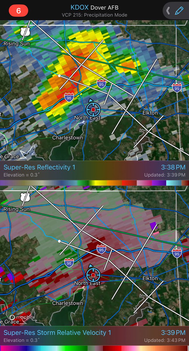 Weakly rotating lowering associated with a supercell thunderstorm near North East, MD at 3:40 pm EDT today. #mdwx #stormhour