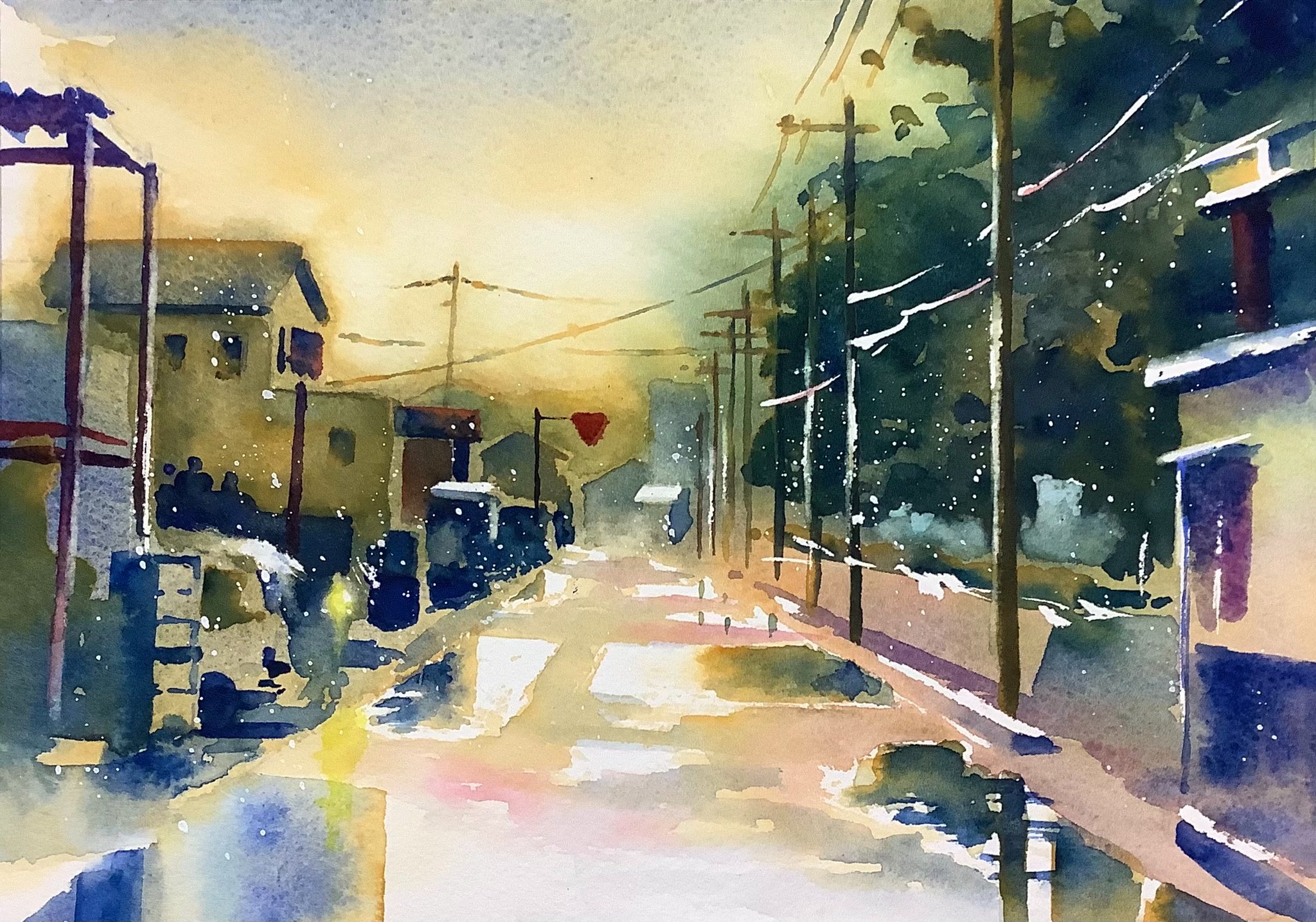 水彩画（一休み） 水彩画 水車小屋 絵画 makochin 通販 17886315｜Creema(クリーマ)