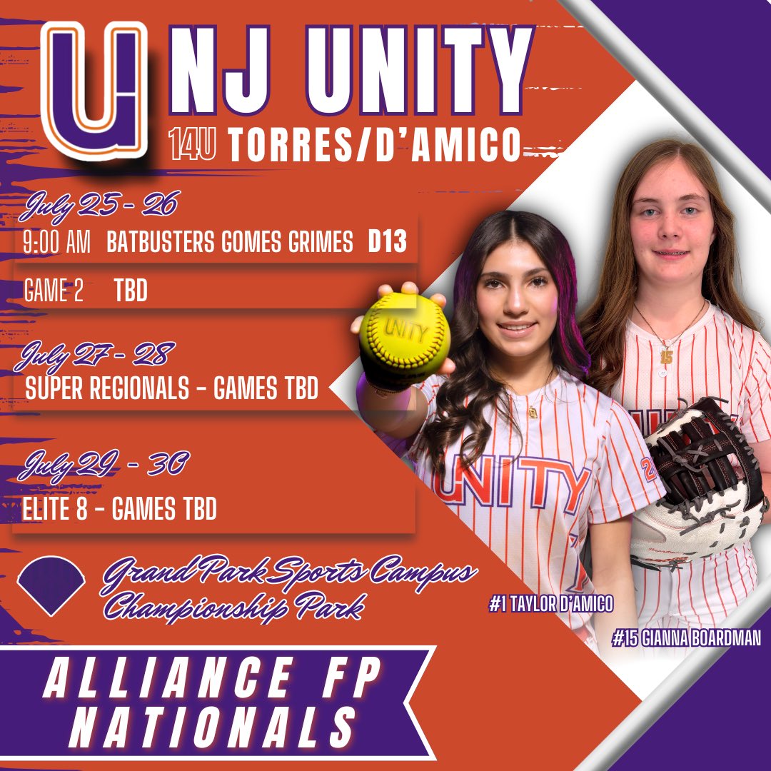 So excited for our last tournament of the season <a href="/Unity14UTorres/">NJ Unity 14U Torres/D’Amico</a> Can’t wait to get to Indiana <a href="/thealliancefp/">The Alliance Fastpitch</a> 🥎<a href="/SBRRetweets/">Softball Recruiting Reposts</a> <a href="/ImpactRetweets/">Impact Promotions</a> <a href="/TopPreps/">SPORTS NEWS, VIDEOS, GRAPHICS, EXPOSURE & MORE</a> <a href="/D1Softball/">D1Softball</a> <a href="/EC_Recruit/">East Coast Recruits</a> <a href="/CoastRecruits/">Coast 2 Coast Recruits</a> <a href="/ALLNJSoftball/">NJ softball</a> <a href="/ExtraInningSB/">EXTRA INNING SOFTBALL</a> <a href="/SoftballDown/">Down South Softball</a>