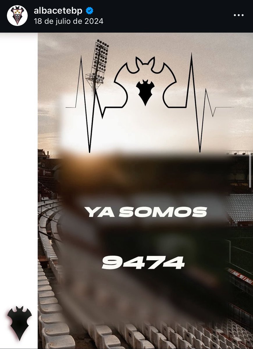 gxldevillar's tweet image. El año pasado al acabar las renovaciones a 18 de julio fueron 9474
Este año con el mismo tiempo de renovaciones seremos los mismos,más o menos???
@AlbaceteBPSAD nos sacará de las dudas a las 00 o mañana por la mañana 🤍🦇