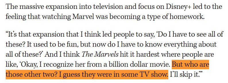 CarolCrave's tweet image. OMG Feige does not blame the failure of The Marvels on Carol and actually understands what went wrong with it YALL WE UP. He fully blames Disney+ AS HE SHOULD.