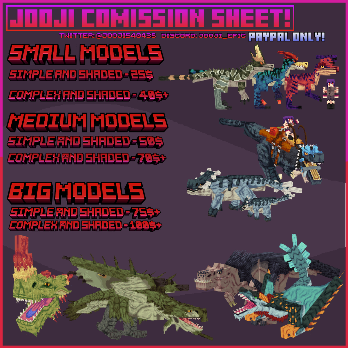 Comissions open, i have one last slot open.
after that i will be closing them indefinetely and finishing the works i am currently on, and after that i will probably go find a job, in reality, minecraft just been damaging my mental health in a way i cant really explain