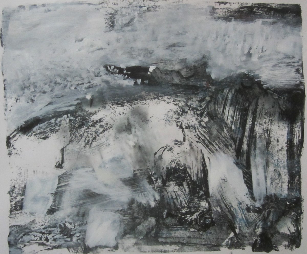 hobothumb's tweet image. hiya 👋 2 untitled monoprints using a gelli plate & acrylic & glue