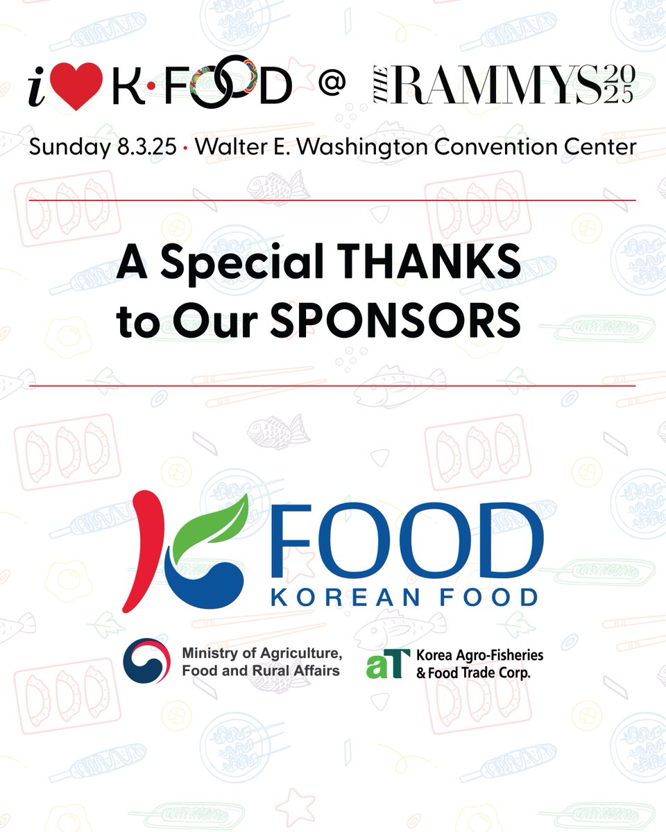 A heartfelt thank you to our incredible sponsors for supporting K-Food at the 2025 RAMMYS! Your generous partnership makes for an unforgettable experience.🥳
-
#RAMMYS2025 #DMVEats #DMVGala #KFoodinUS #KFood